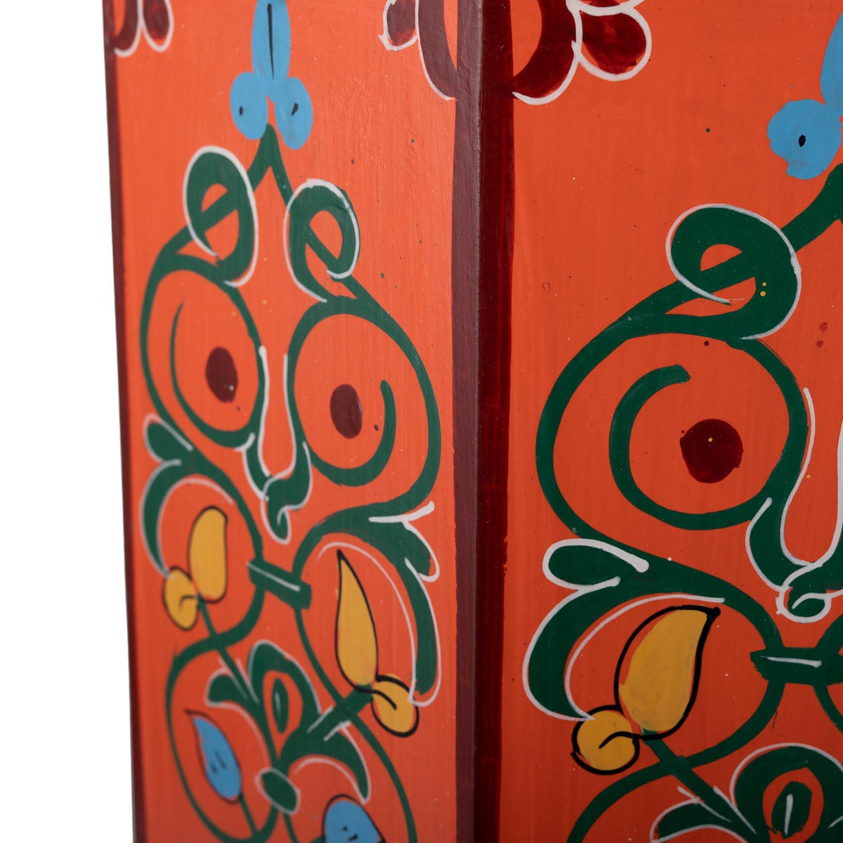 Mesa marroquí de madera naranja pintada a mano