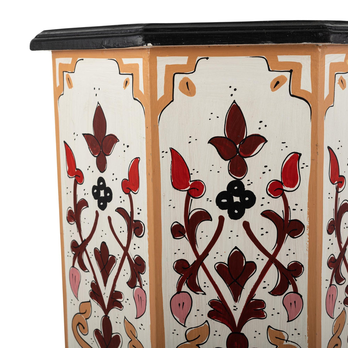 Mesa marroquí de madera pintada a mano blanca