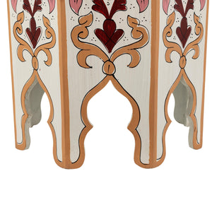 Mesa marroquí de madera pintada a mano blanca