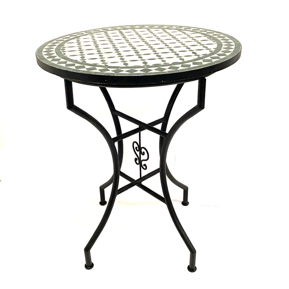 mesa mosaico marroquí verde beige 60 detalle