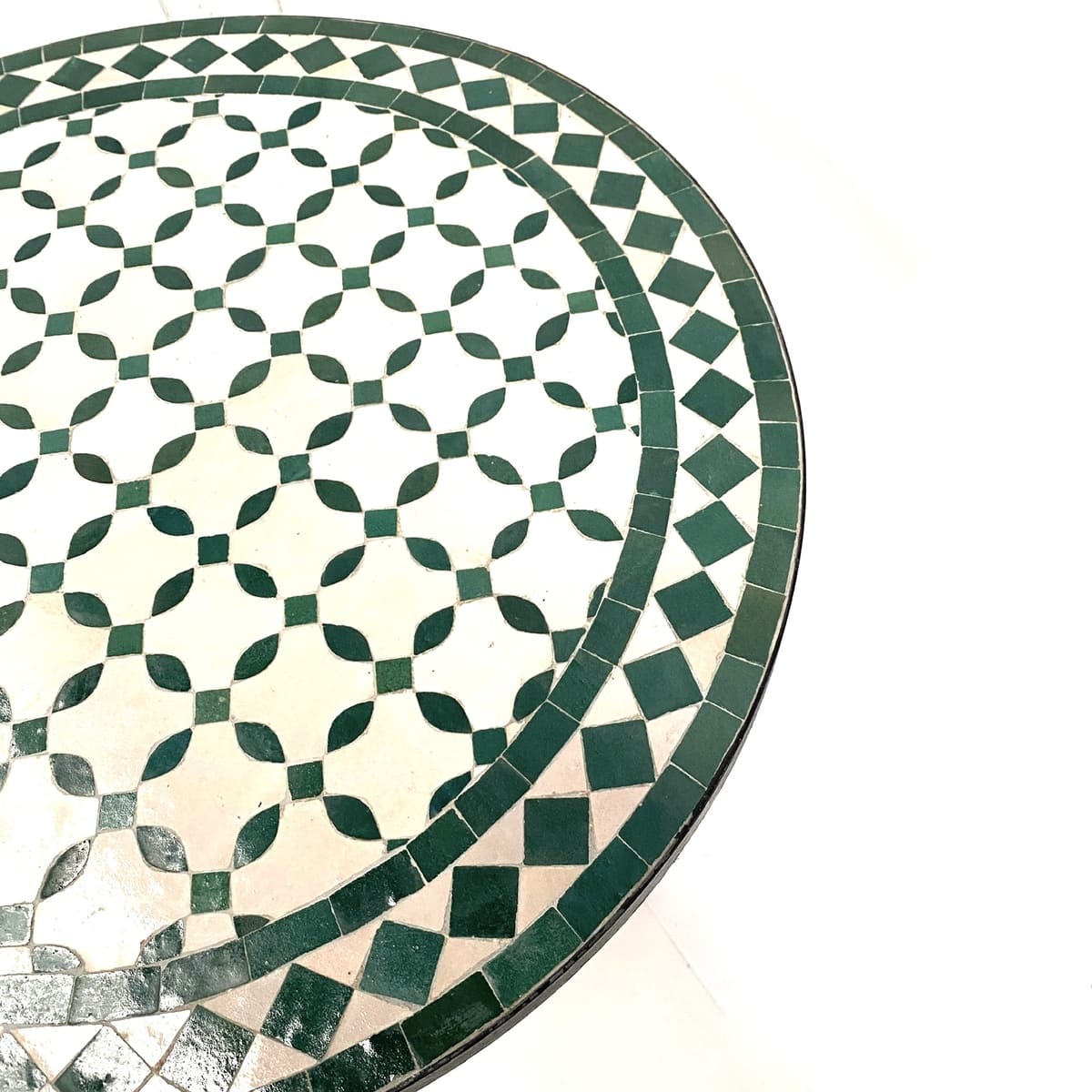 mesa mosaico marroquí verde beige 60x60 detalles