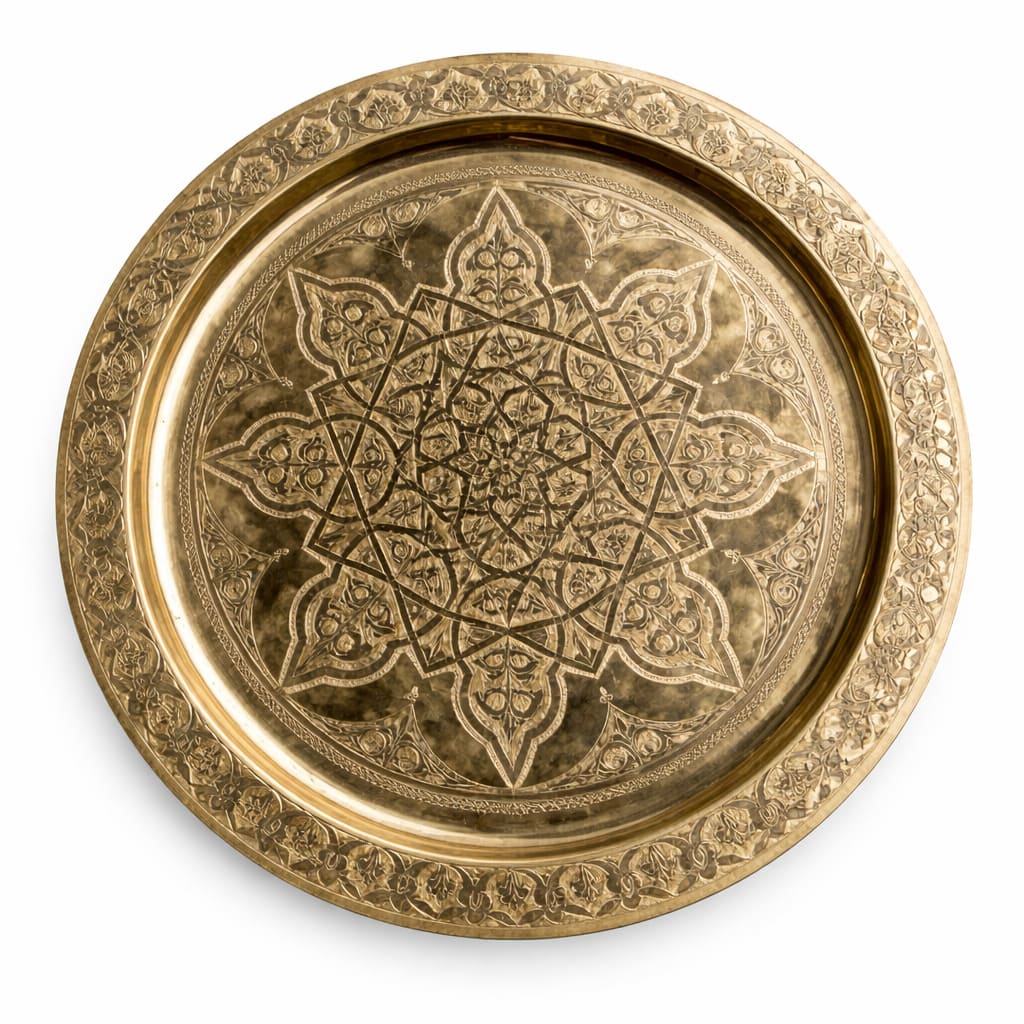mesa de té marroquí dorada bandeja