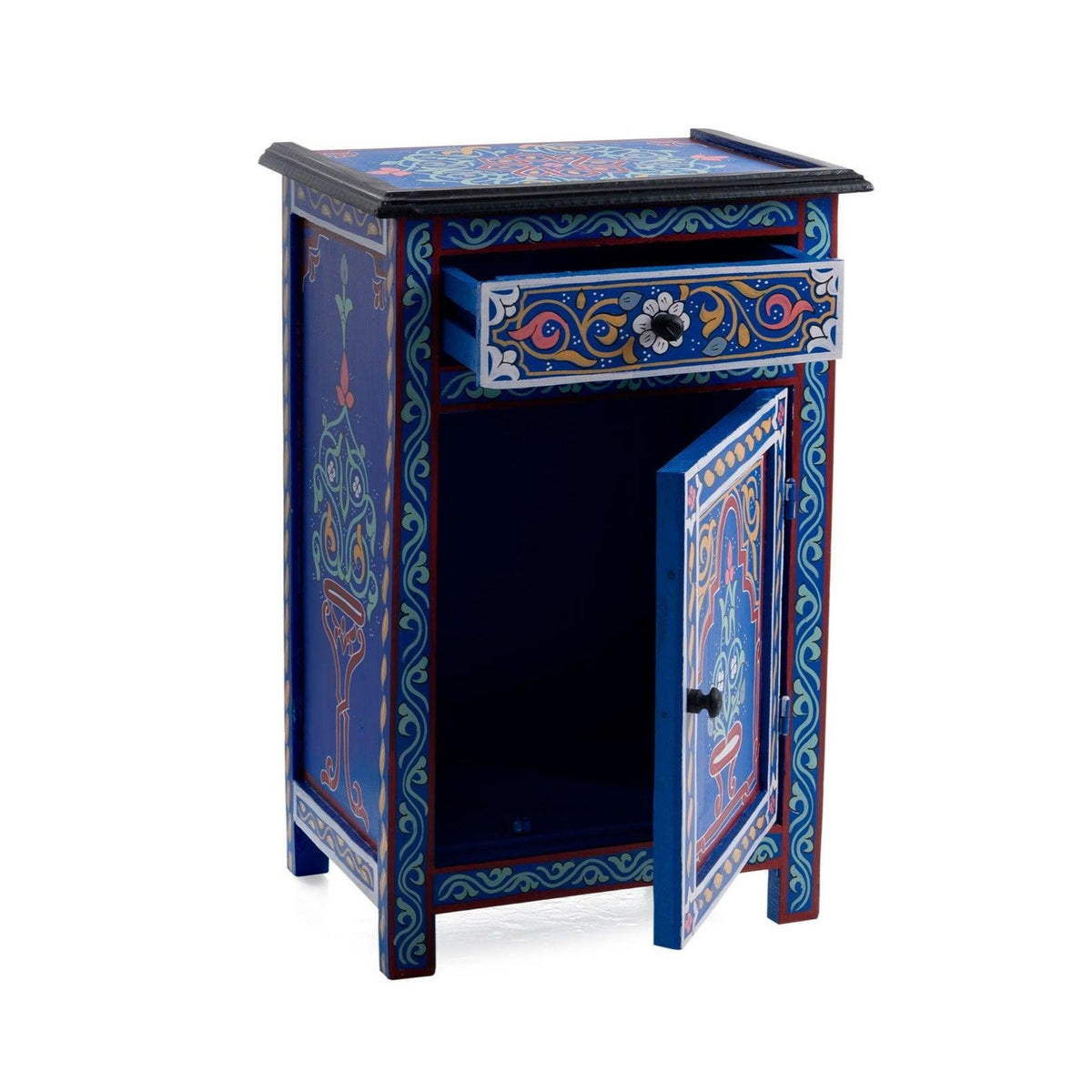 Mesita de noche árabe azul dibujada