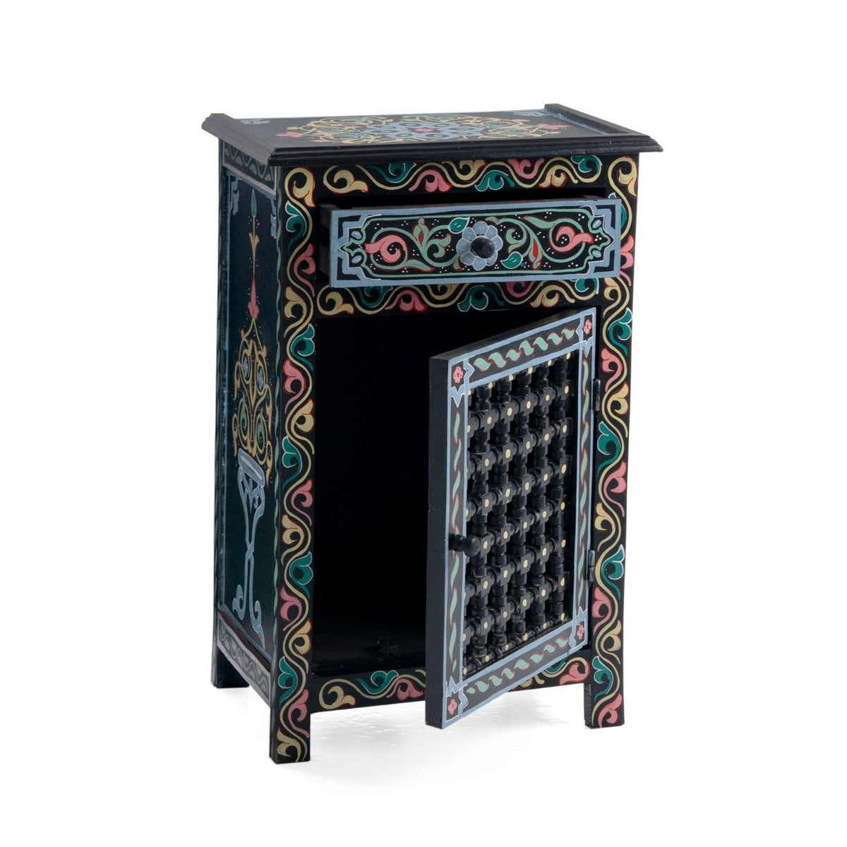 Mesita de noche árabe negra musharabi