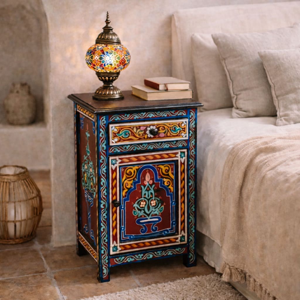 mesita de noche granate