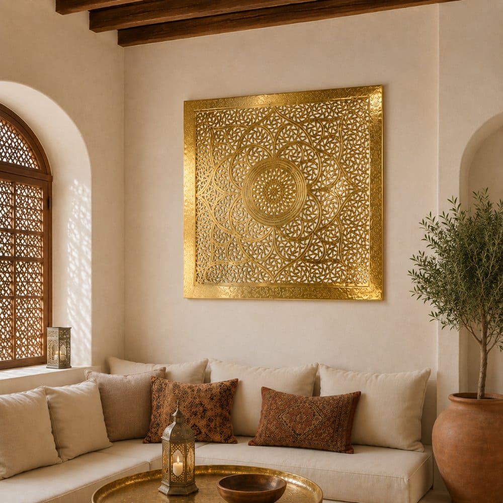 plafón árabe cuadrado dorado 100cm diurna