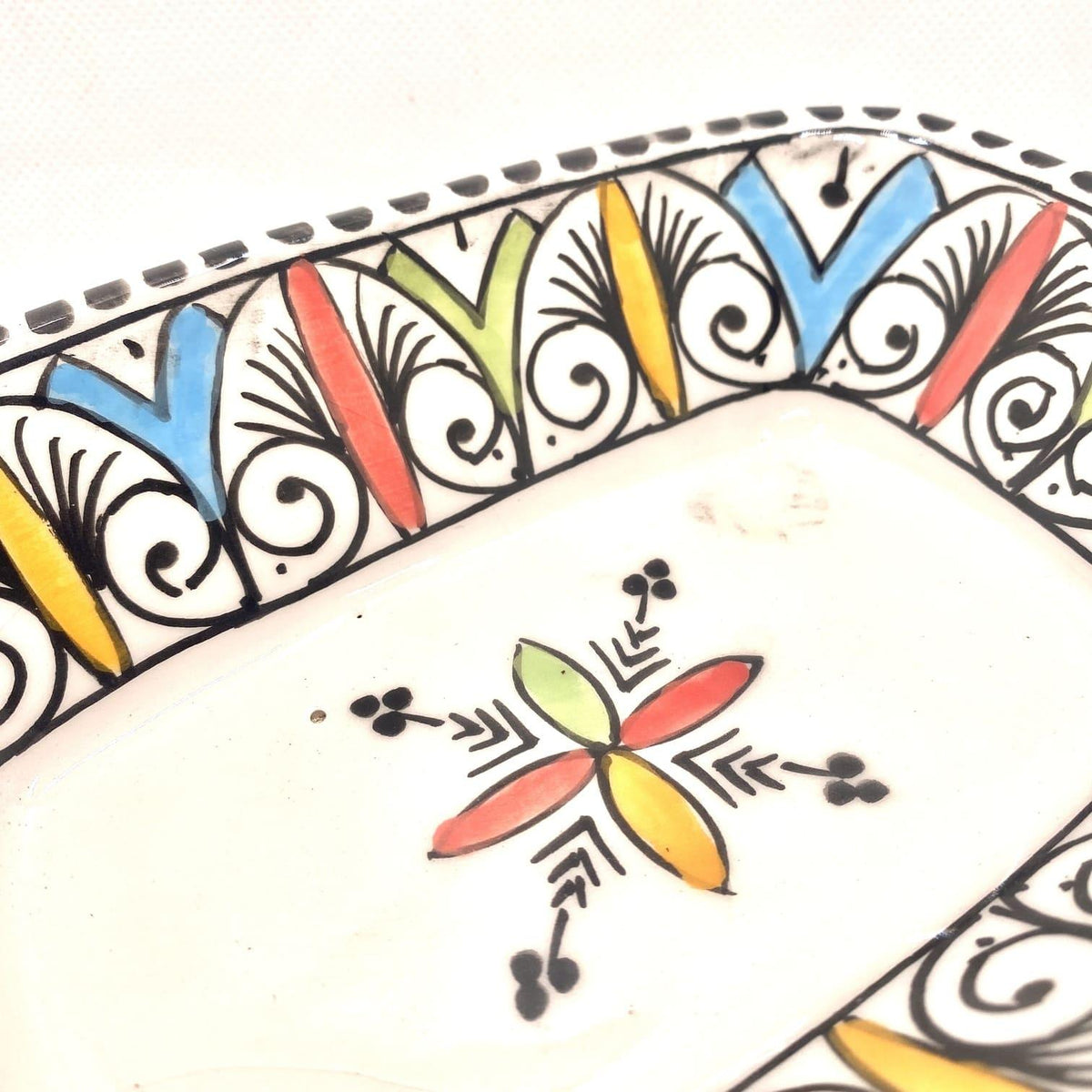 Plato marroquí de cerámica multicolor Fez 18x13