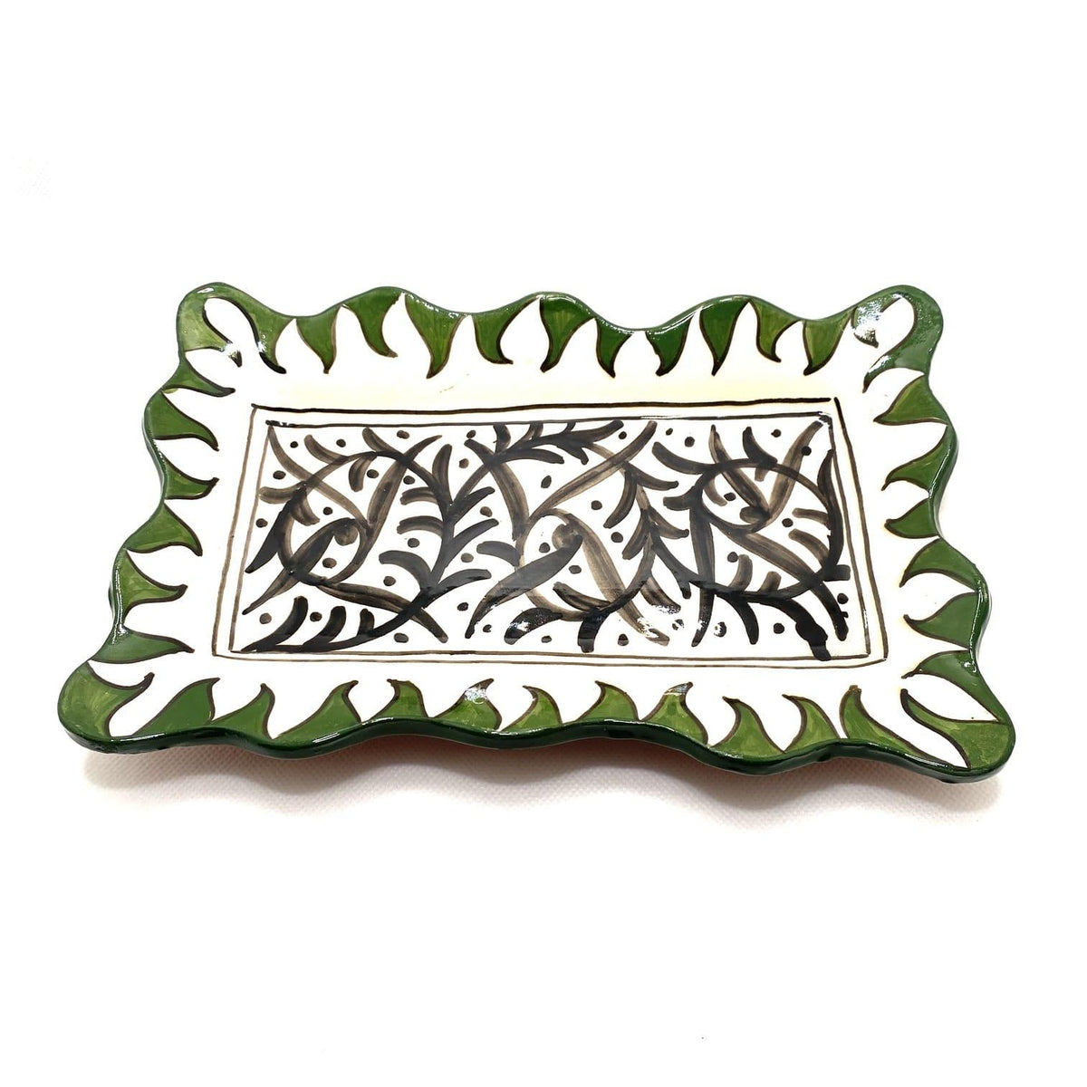 Plato marroquí de cerámica verde 25x16cm