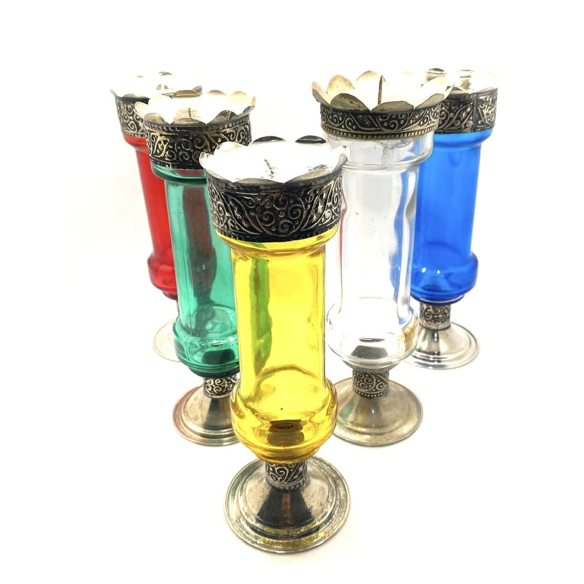 Portavelas Marroquí de Cristal y Alpaca