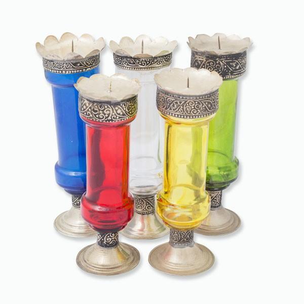 Portavelas Marroquí de Cristal y Alpaca