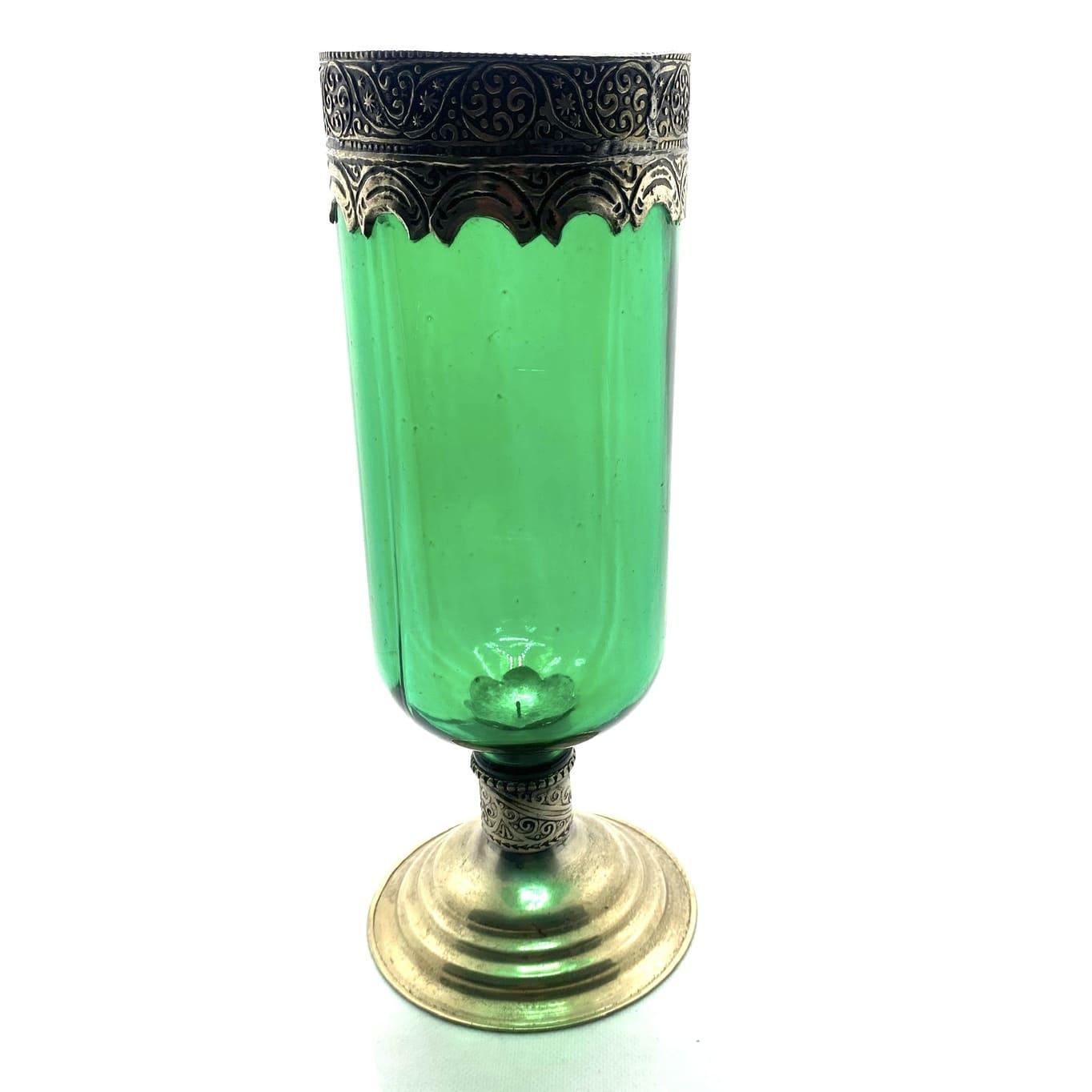 Matches21 - Portavelas De Cristal Estilo Oriental Con Aspecto Antiguo Y Metal, 3 Unidades, 13 X 14 Cm De Diámetro, Color Marrón, Rosa Y Verde