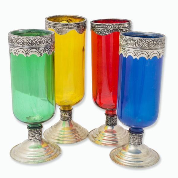 Portavelas Marroquí de Cristal y Alpaca XL