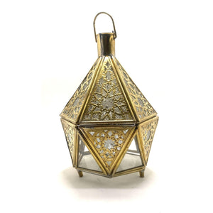 Sechseckiger marokkanischer Kerzenhalter aus Messing