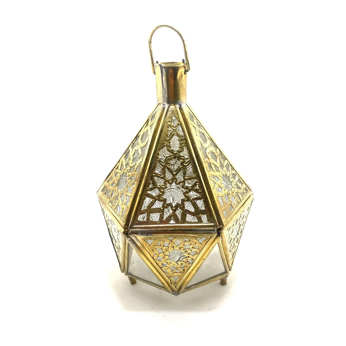 Portavelas marroquí hexagonal de latón