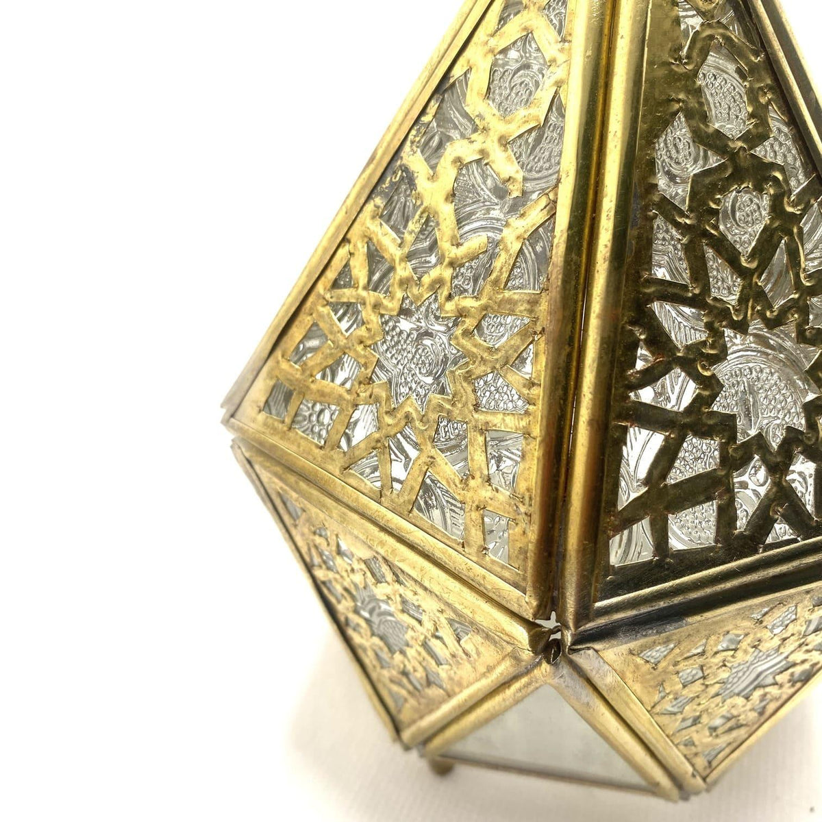 Portavelas marroquí hexagonal de latón