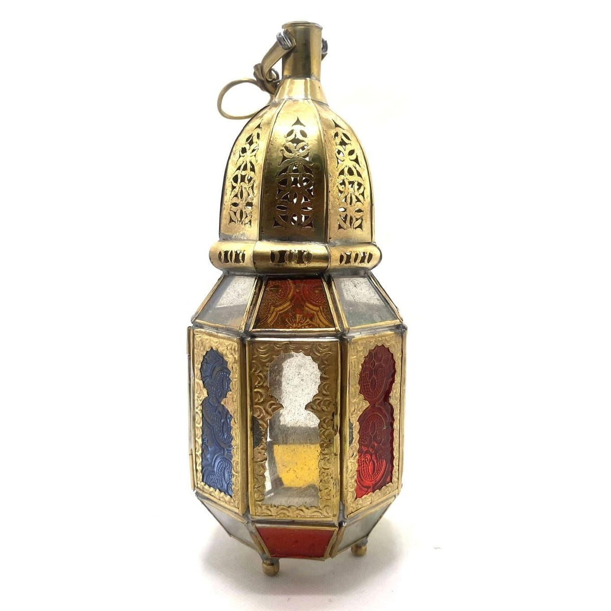 Portavelas marroquí octogonal de latón