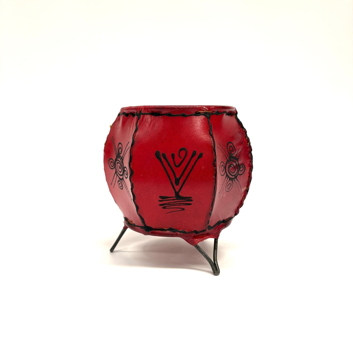 portavelas marroquí piel henna rojo 