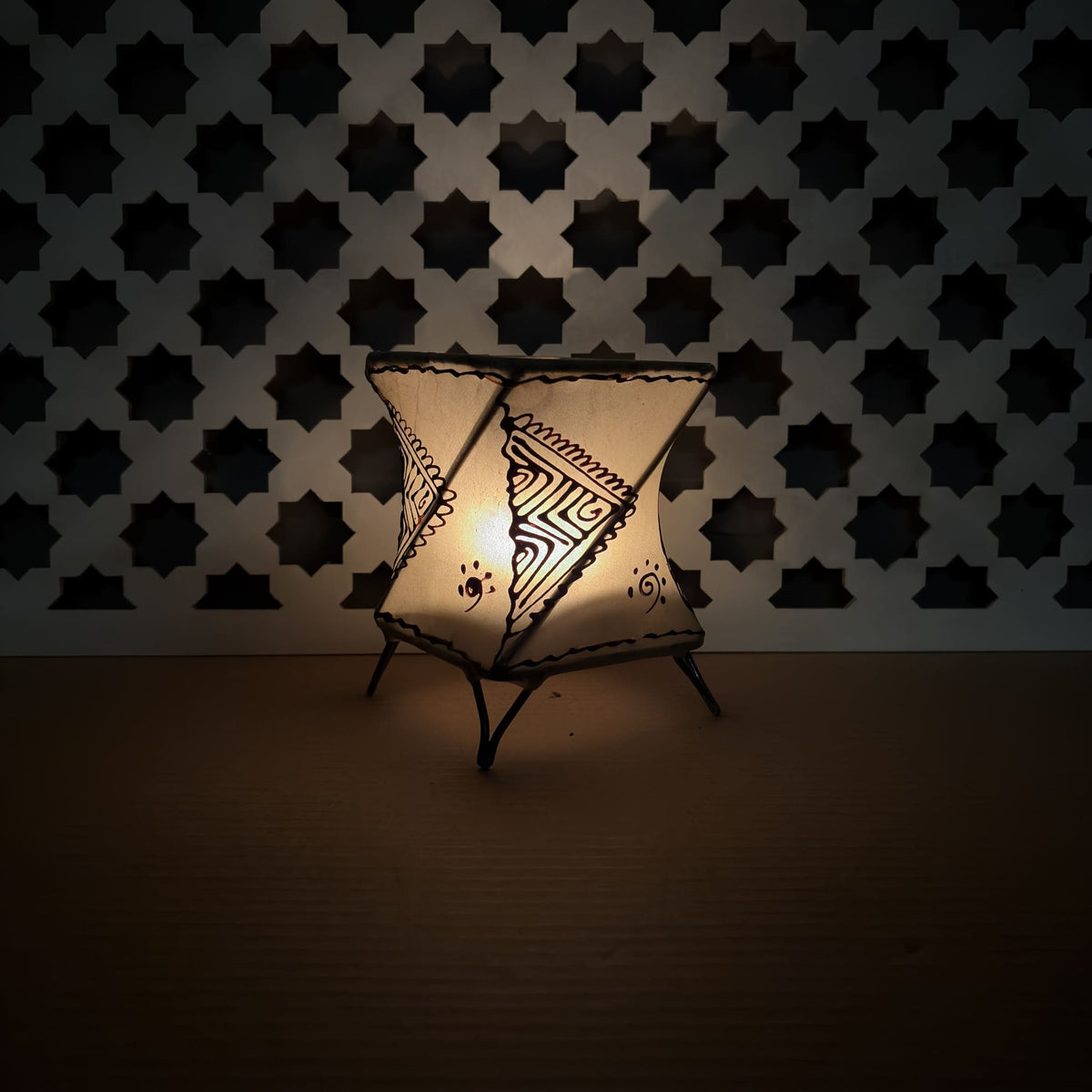 portavelas marroquí piel natural gallo artesano 