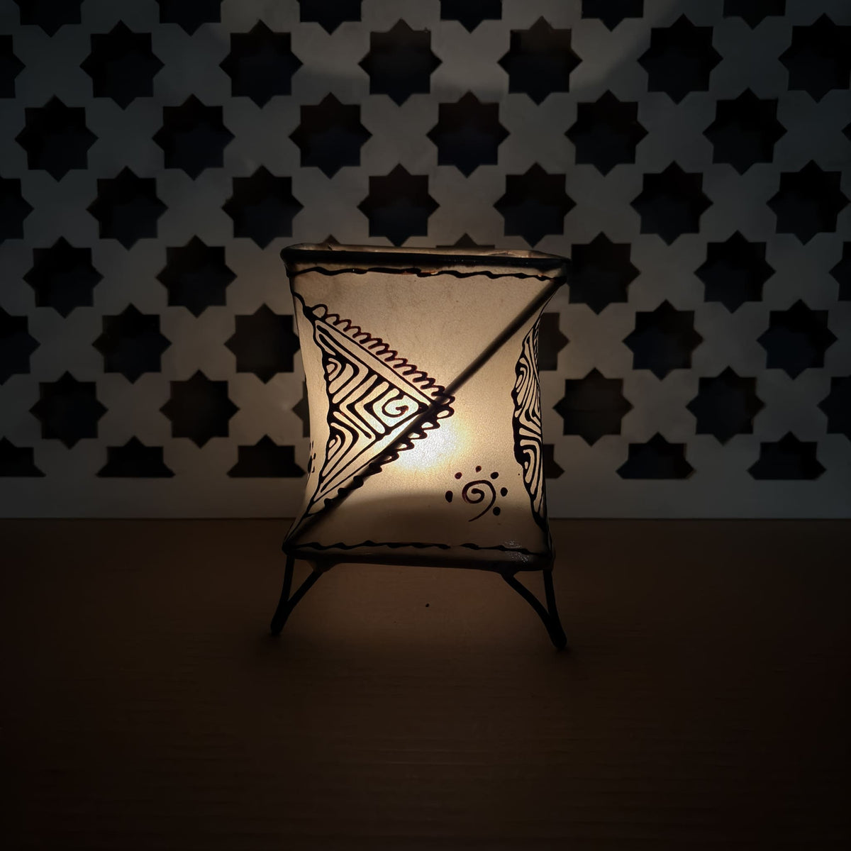 portavelas marroquí piel natural gallo on