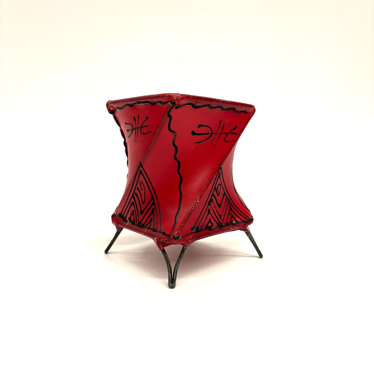 portavelas marroquí piel rojo gallo