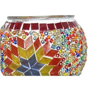 Portavelas turco de cristal de mosaico - estrella multicolor