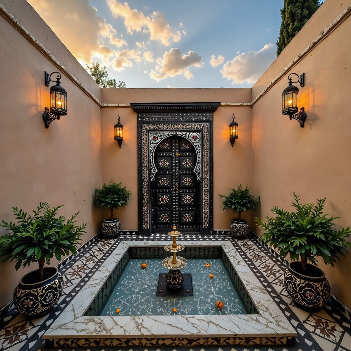 puerta árabe madera hueso exterior