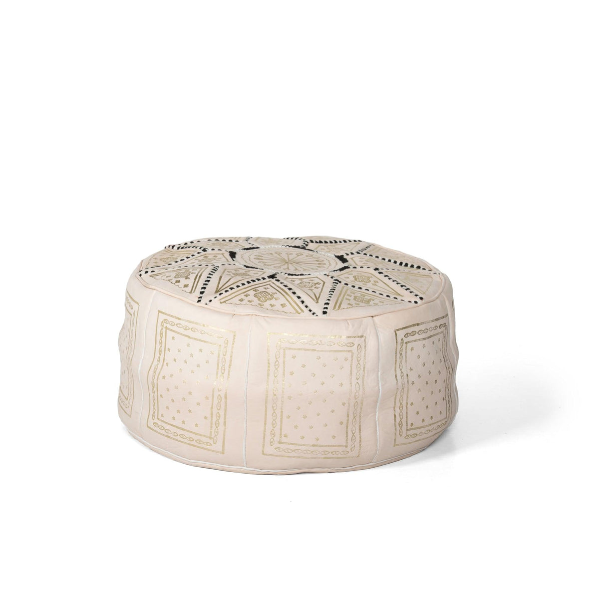 Puff árabe de cuero natural bicolor