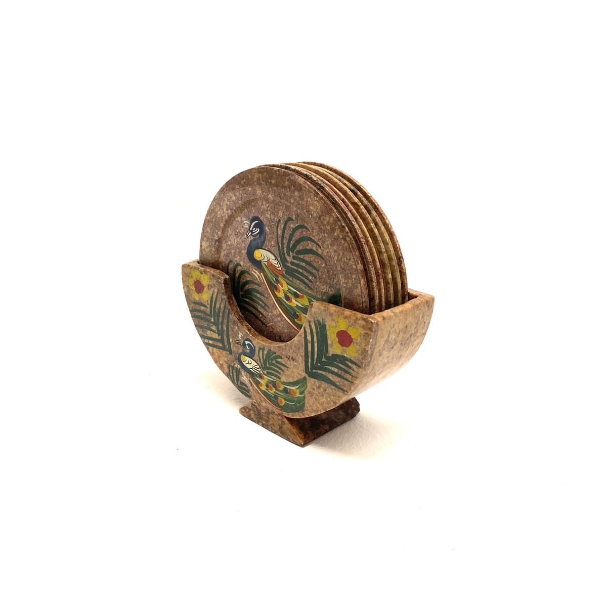 posavasos de onix pavo real artesania