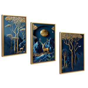 set cuadros ciervo naturaleza