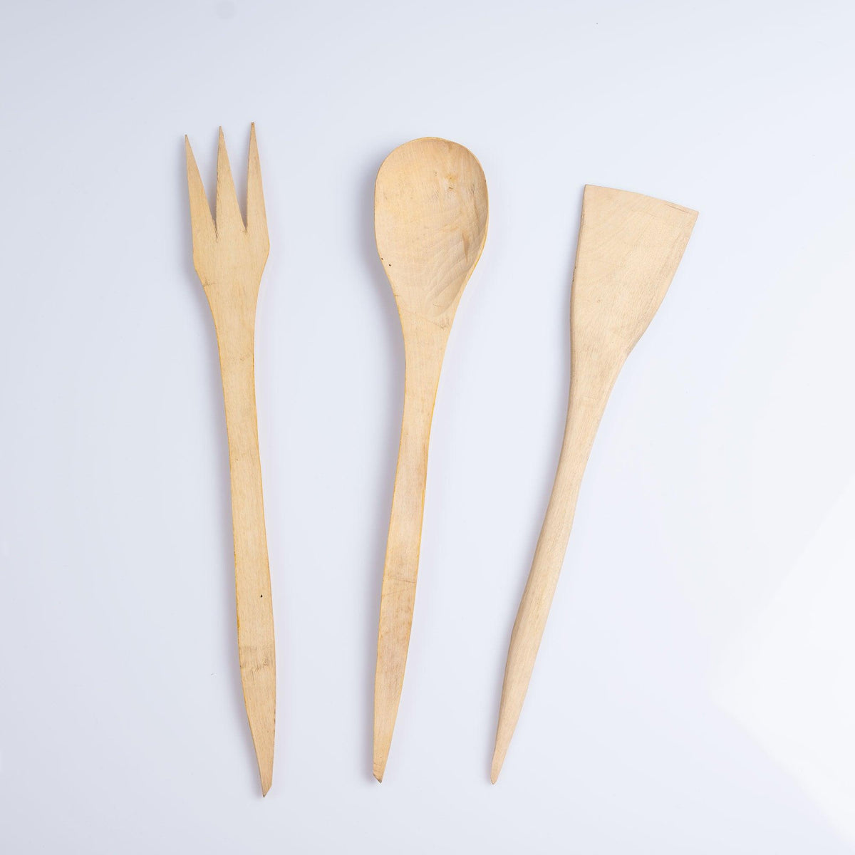 Set de 3 cubiertos artesanos de madera