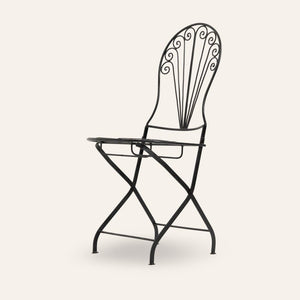 silla marroquí de forja plegable negra