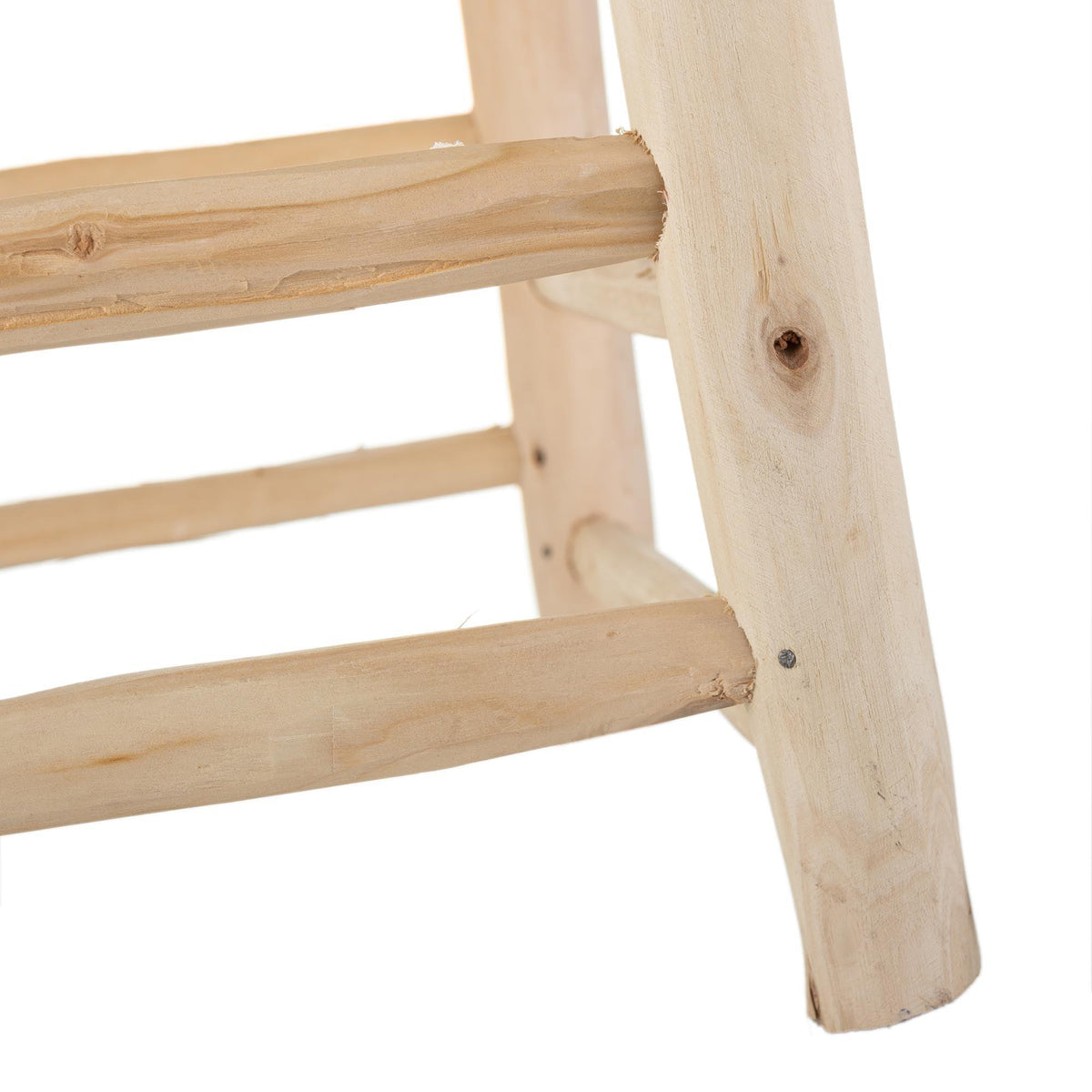 Taburete marroquí de madera y anea amarillo