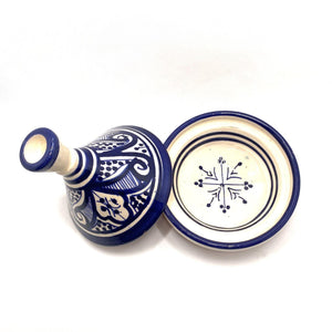 Tajín marroquí de cerámica azul 13cm