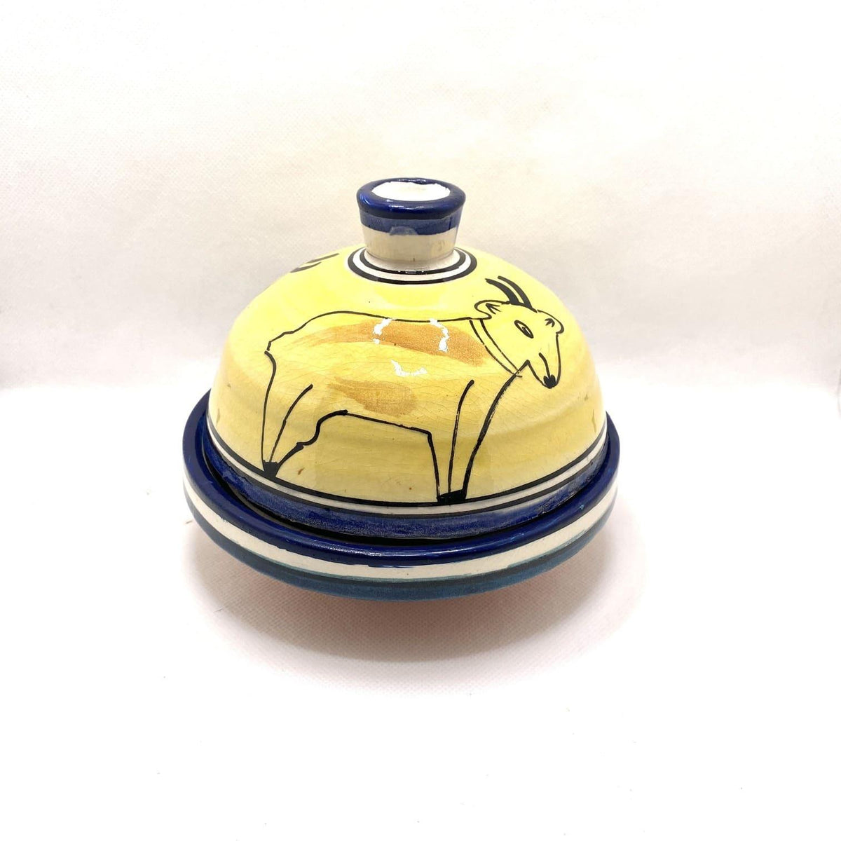 Tajín marroquí de cerámica dibujo cabra 3 colores