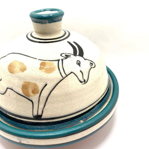 Tajín marroquí de cerámica dibujo cabra 3 colores