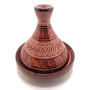 Tajín marroquí de cerámica labrado rojo 16cm