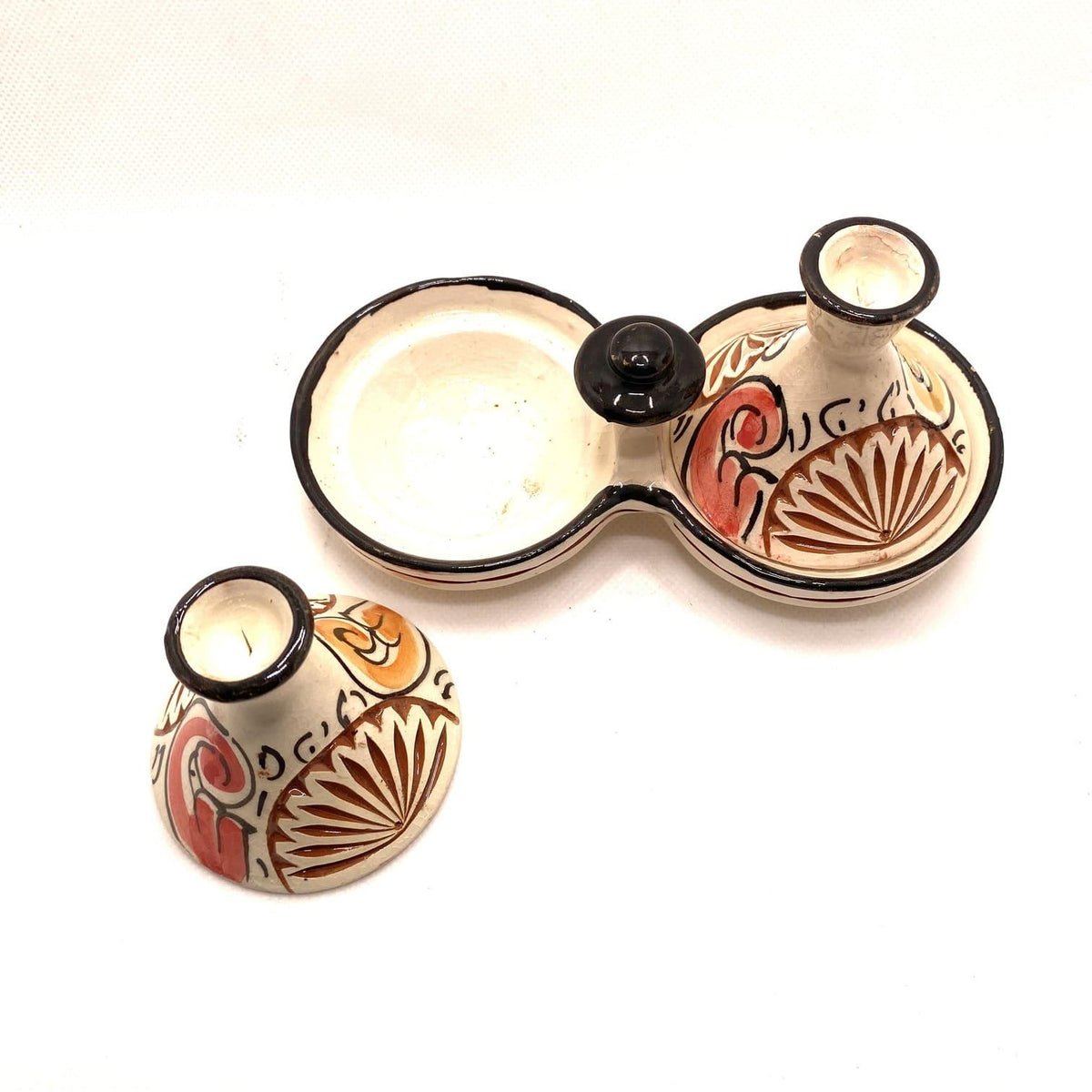 Tajín marroquí especiero doble blanco