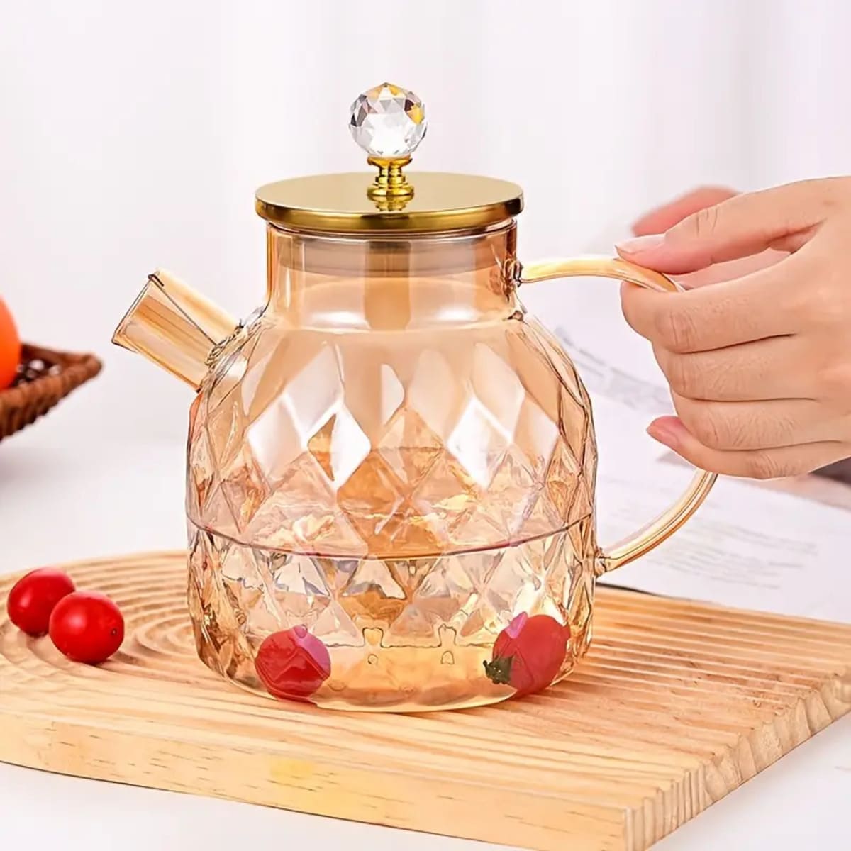 tetera ámbar vidrio