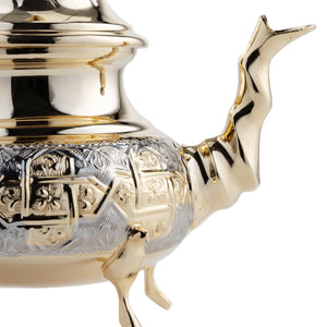 إبريق شاي عربي منحوت من الألبكة - ذهبي 1000 مل
