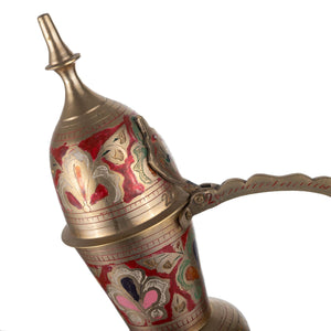 Tetera árabe decorativa de bronce pintada a mano - pieza única
