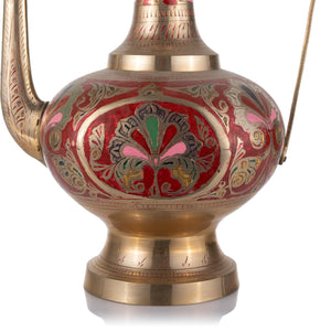 Tetera árabe decorativa de bronce pintada a mano - pieza única