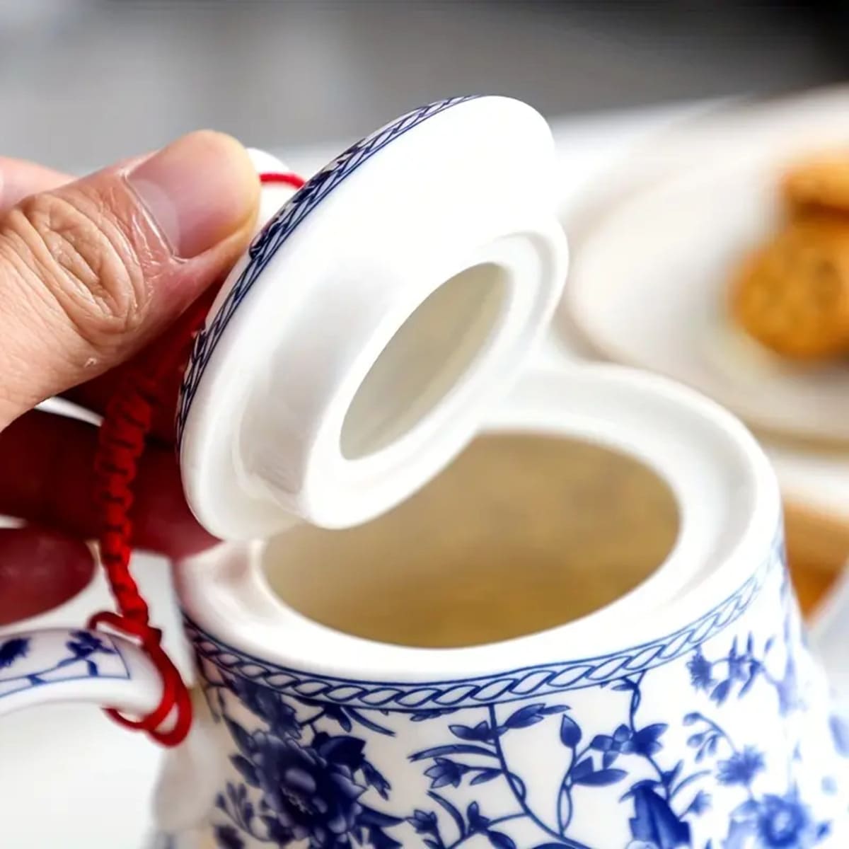 tetera floral cerámica oriental abierta