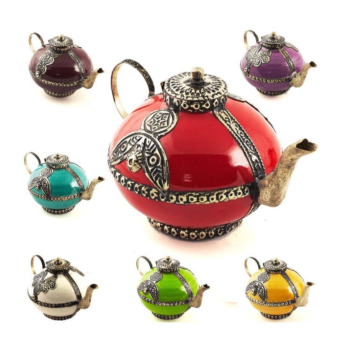 Tetera marroquí decorativa de cerámica y alpaca