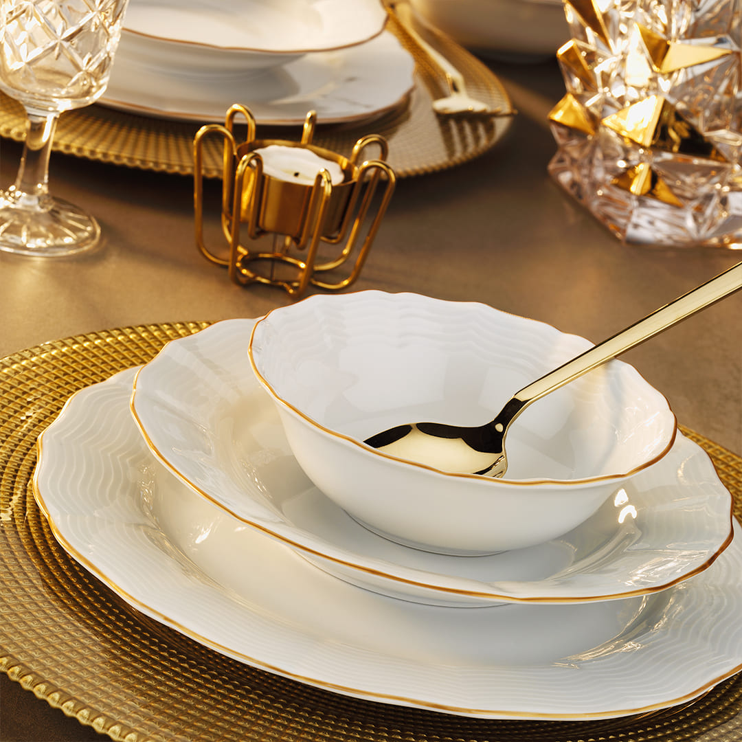 ▷ Vajilla Turca de Porcelana PORLAND Wavy 18pc ☆4,7/5