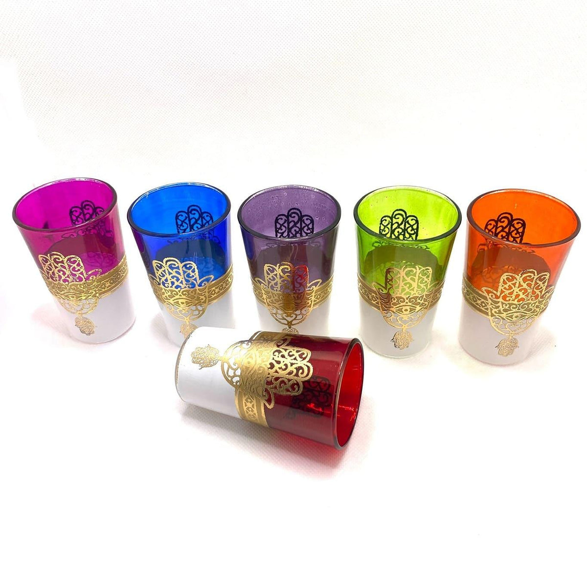 Vasos de té moruno Hamsa blanca