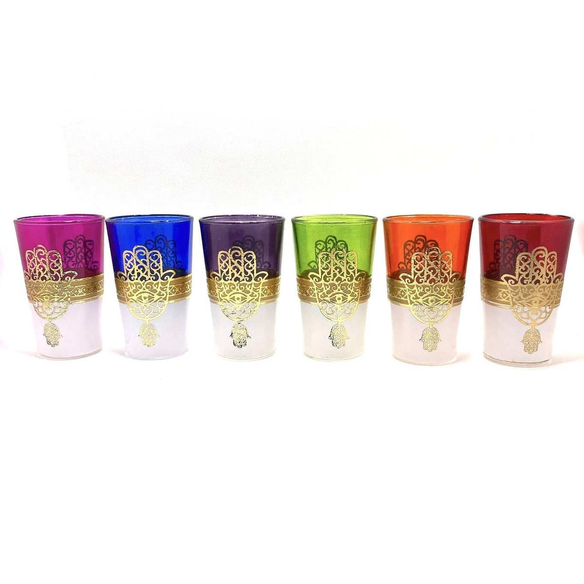 Vasos de té moruno Hamsa blanca