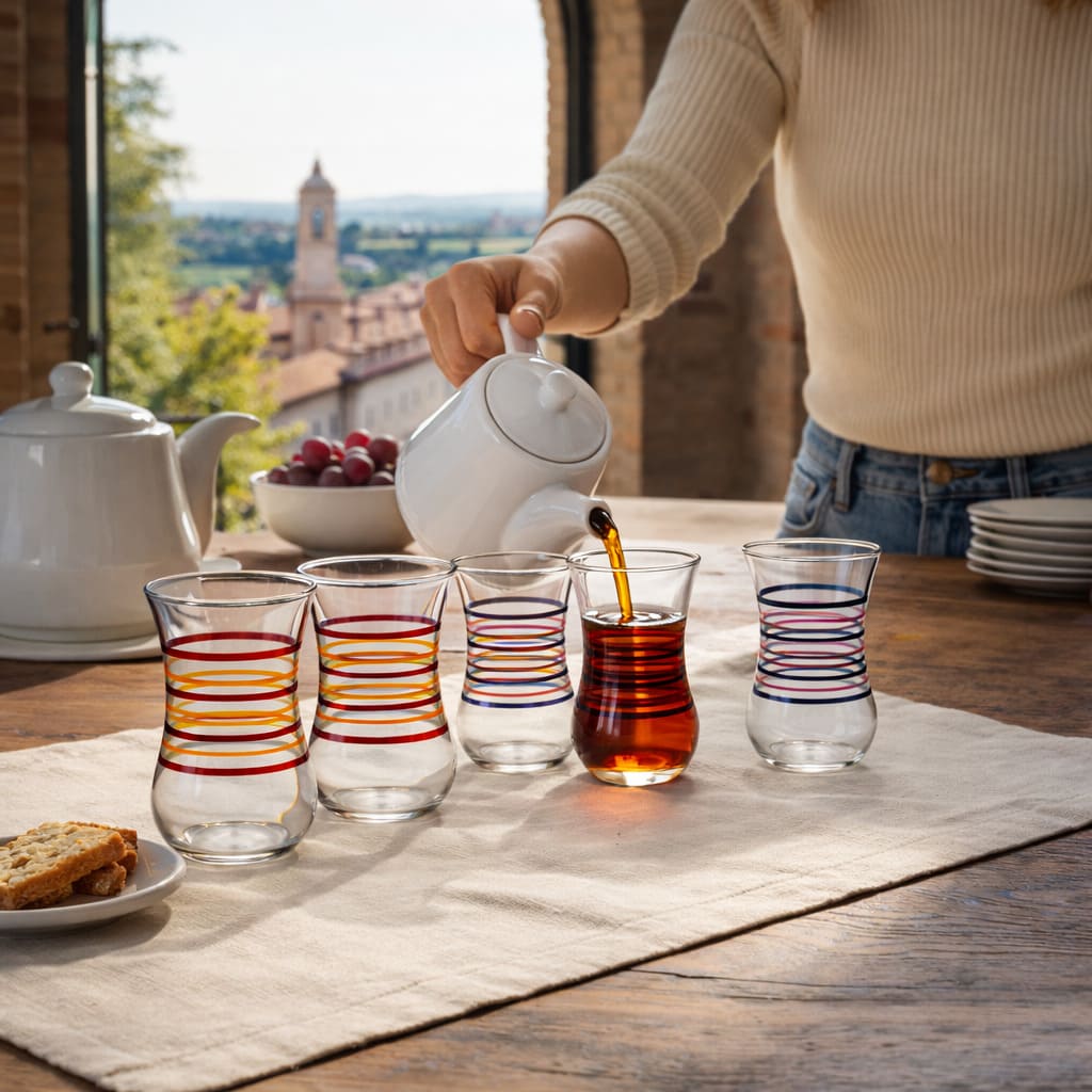 vasos turcos azul rosa escena